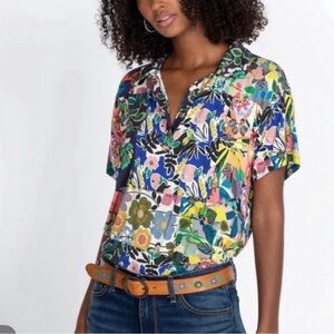 Johnny Was Chelsea Garden Polo Tee Size Medium